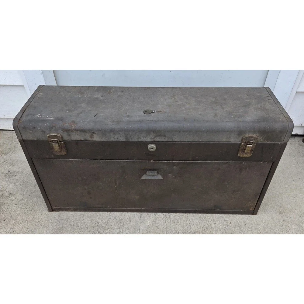 Kennedy No. 526 8 Drawer Machinist Tool Box Chest Brown Wrinkle USA With One Key